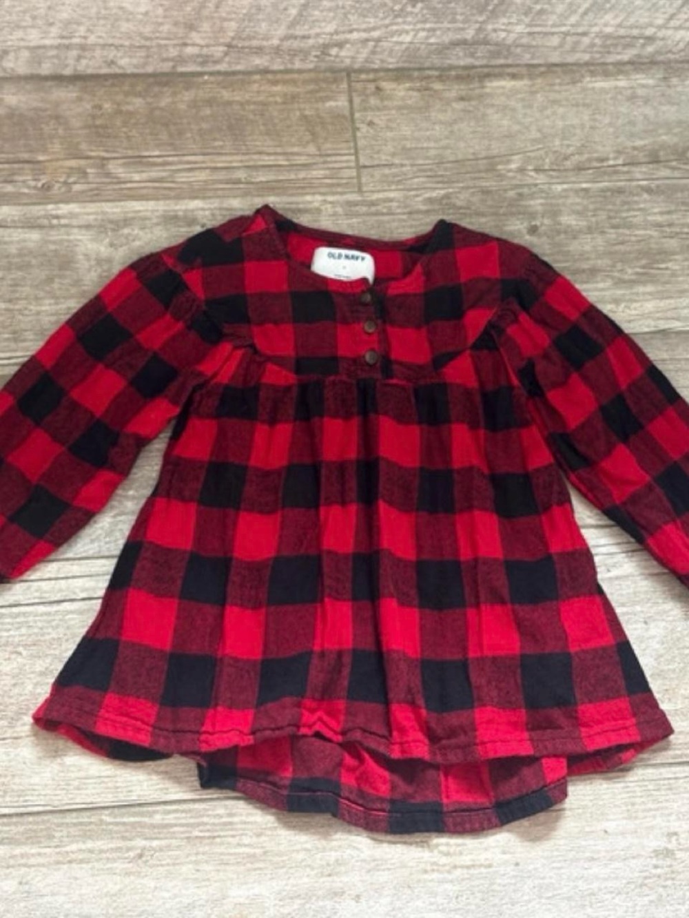 Old Navy Red and Black Buffalo Plaid Long Sleeve Kids Top
